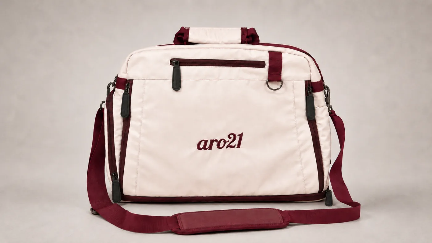 The Dawn Duffel under studio lights